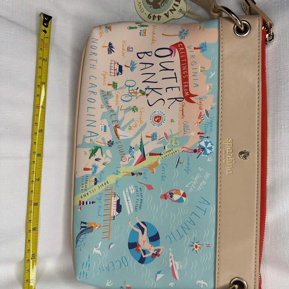 Spartina 449 Outer Banks Map Shoulder Bag - Cream and Blue